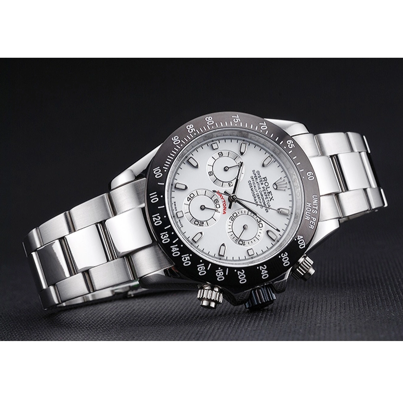 AAA replica watch Enameled Dial Rolex Black White Daytona Stainless Steel 0514